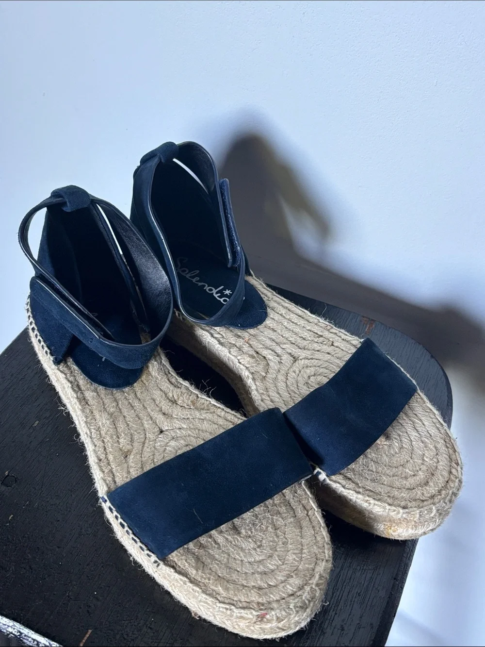 Anthropologie Splendid Jensen Navy Suede Espadrilles Size 9